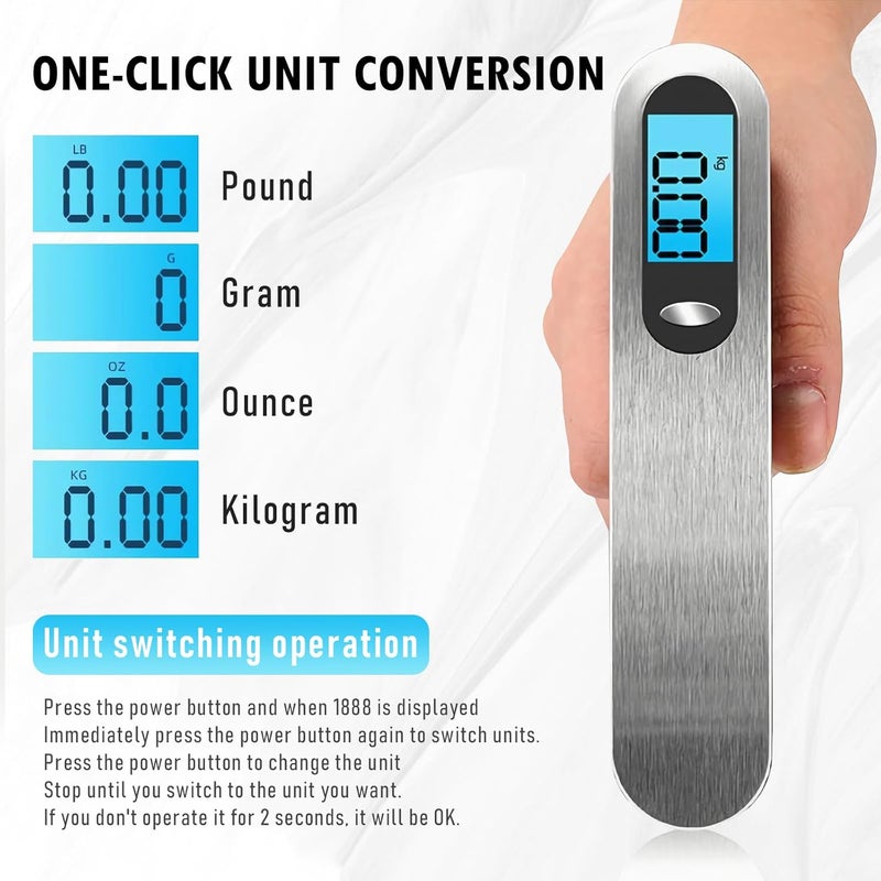 Casbomy Luggage Scale, New 2.0 Portable Digital Suitcase Weight Scale with USB Charging, 110 Lb/50kg Luggage Scale with Hook, Travel Scale for Travel, Household and Outdoor - Image 2